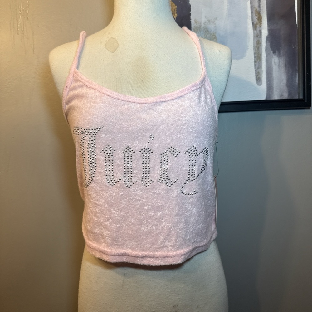 Juicy Couture Light Pink Crop Top with Rhinestone Logo